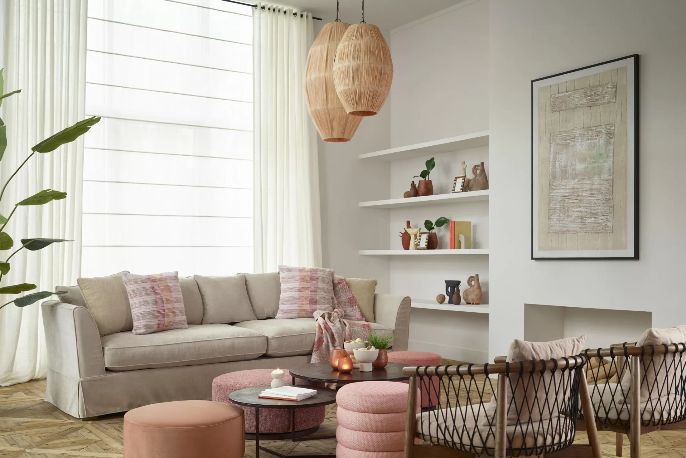Flamant Verlichting | Aimee, Hanglamp, Raffia En Ijzer, S