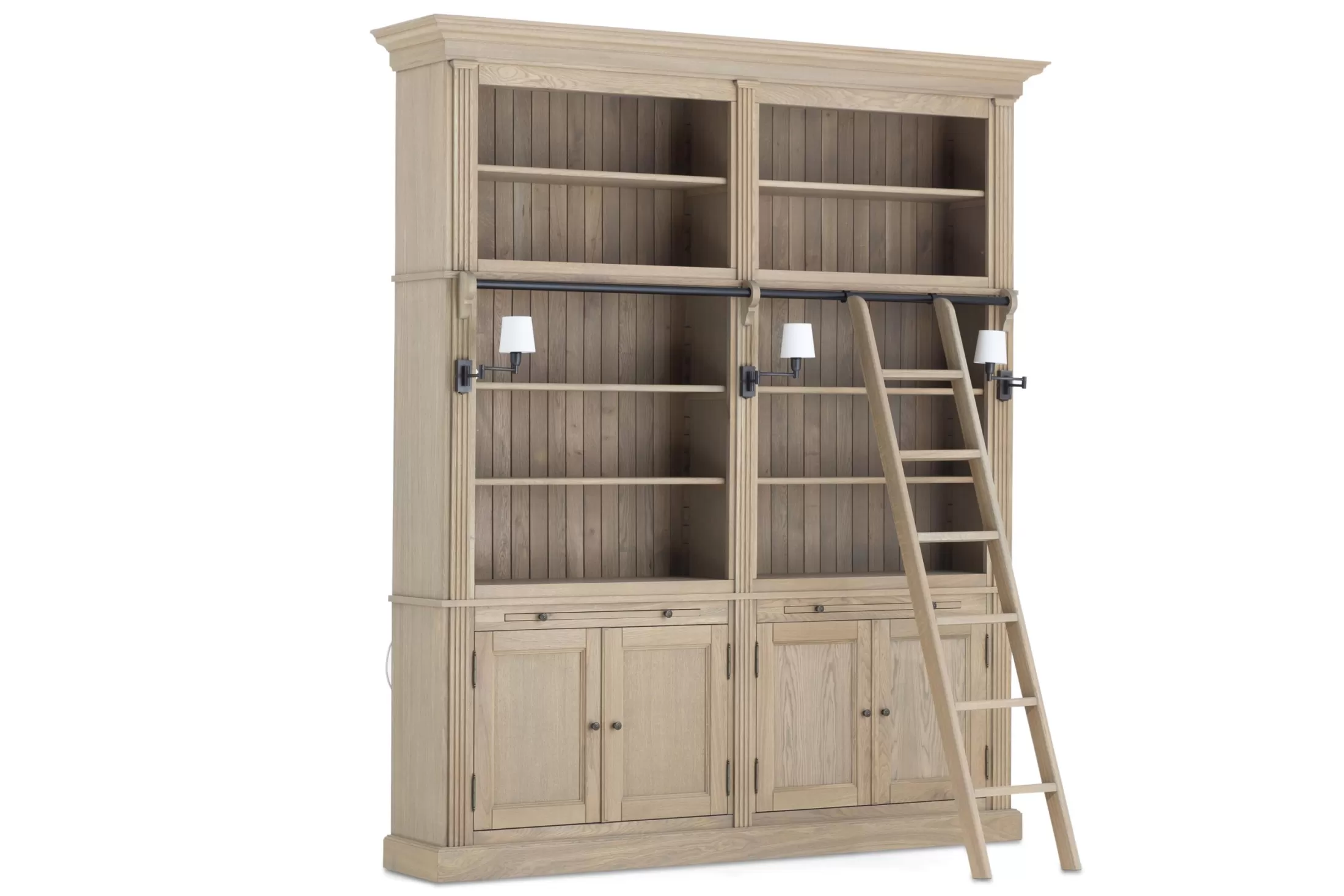 Flamant Kasten | Balmore, Boekenkast, Verweerd Eiken, 2-Delig, Met Ladder