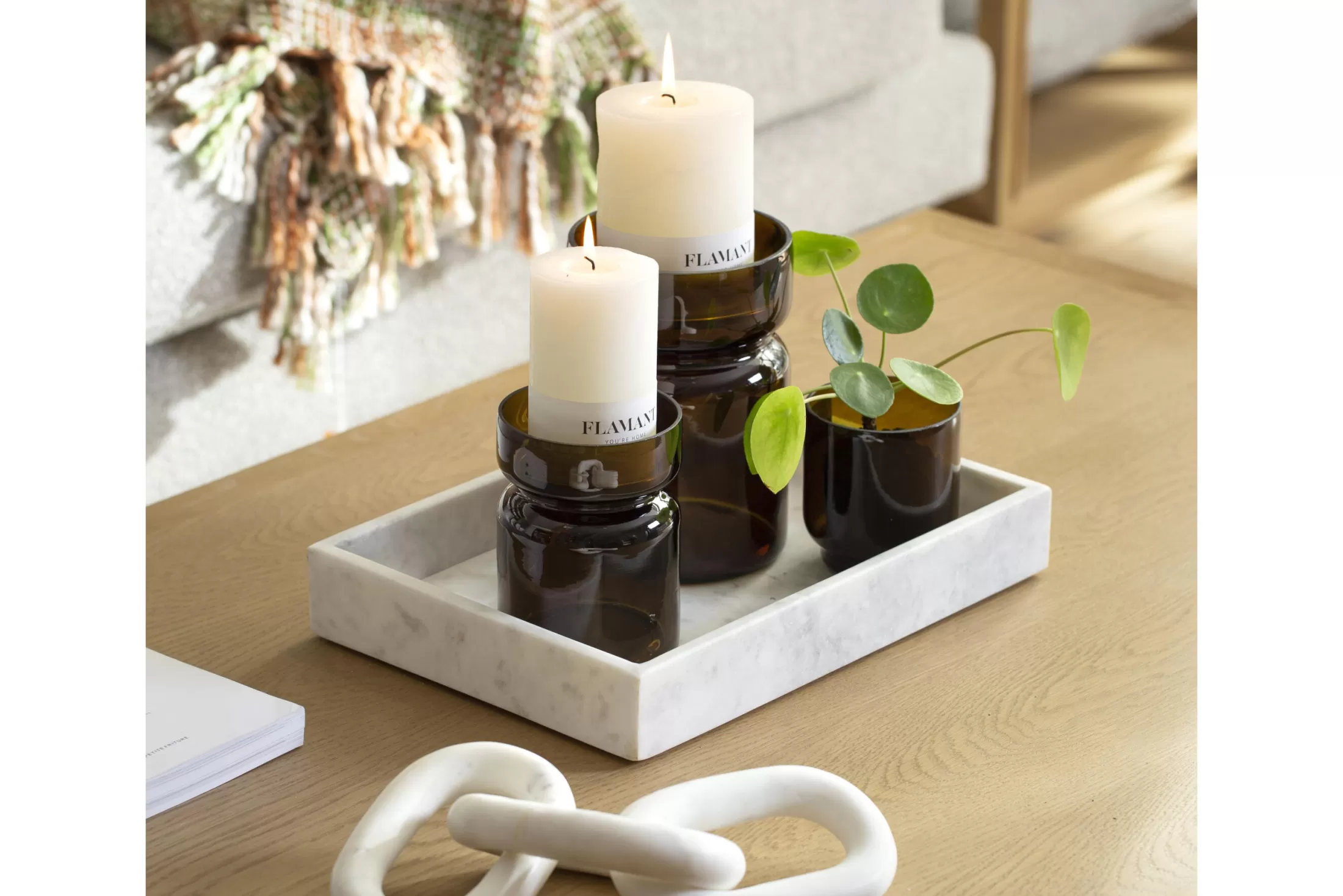 Flamant Decoratie | Berami, Theelichthouder, Glas, Bruin