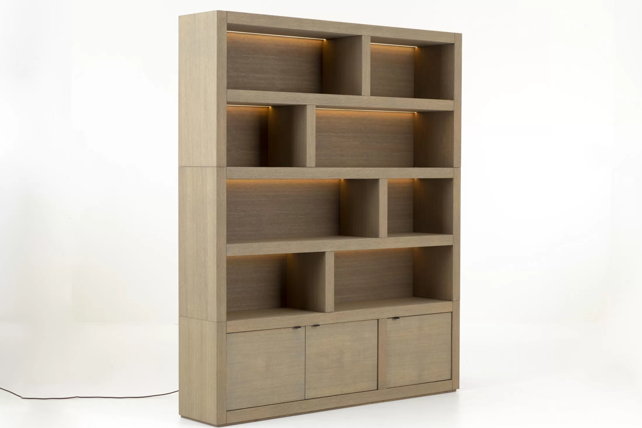 Flamant Kasten | Bjorn, Boekenkast, Verweerd Eiken, Met Dimbare Led-Verlichting