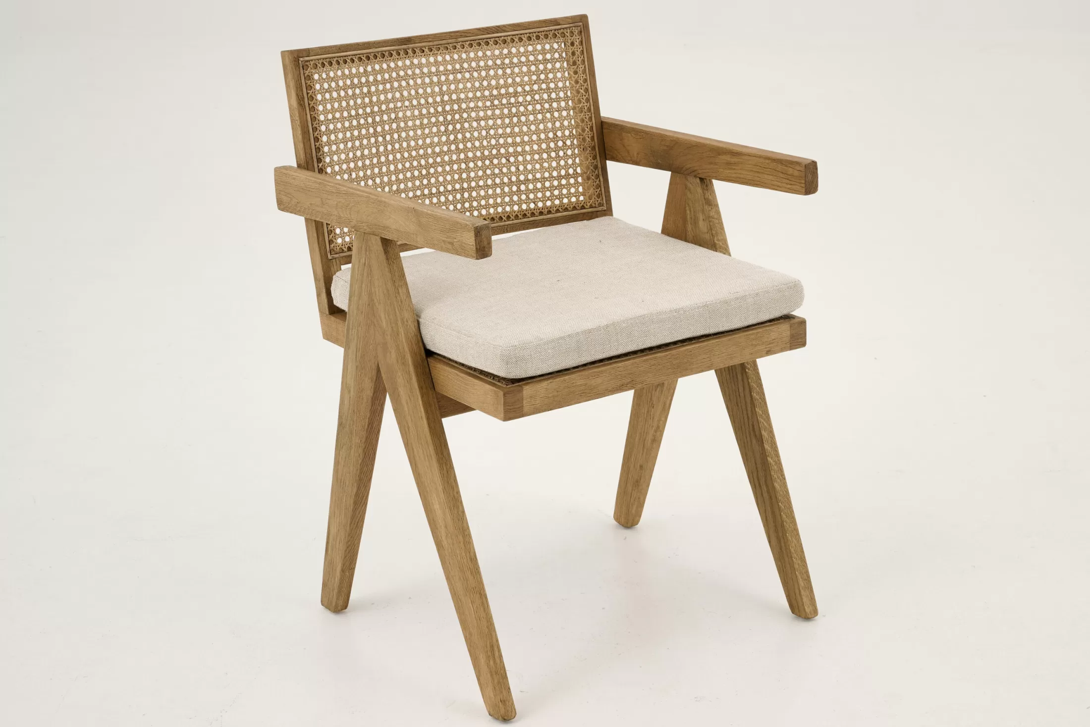 Flamant Stoelen | Bruno, Fauteuil, Eiken, Riet, Met Kussen