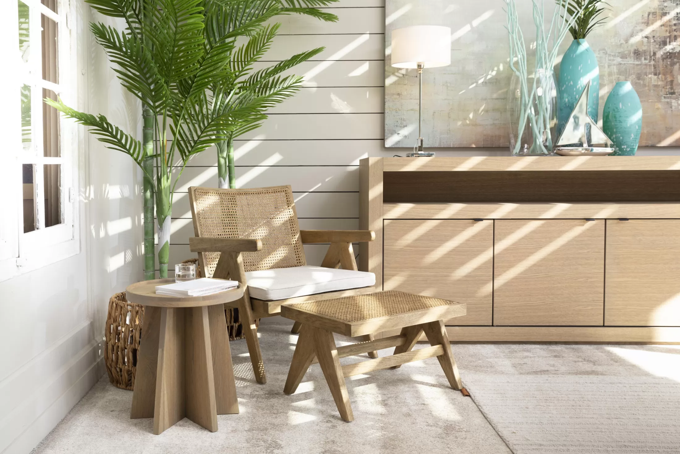 Flamant Banken | Bruno, Fauteuil, Eiken, Riet, Met Kussen