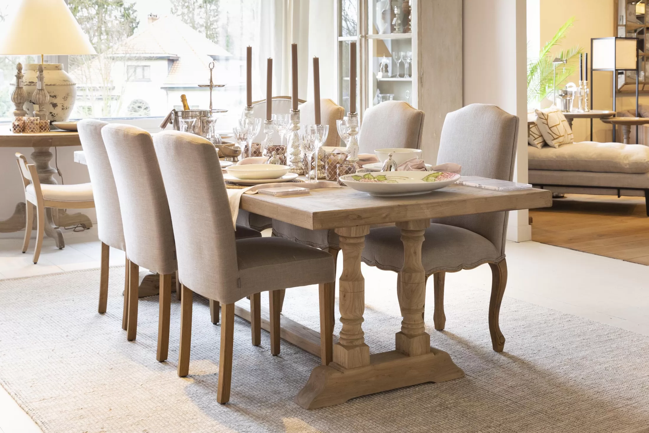 Flamant Stoelen | Dalya, Stoel, Berken, Gebroken Wit Linnen