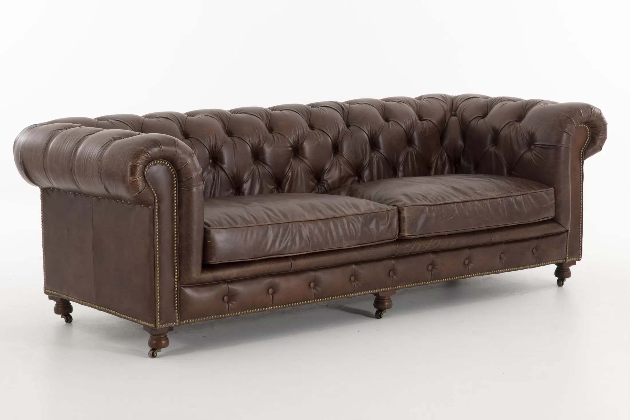 Flamant Banken | Edinburgh, Bank, Chesterfield, Leer, Donkerbruin, Driezitsbank