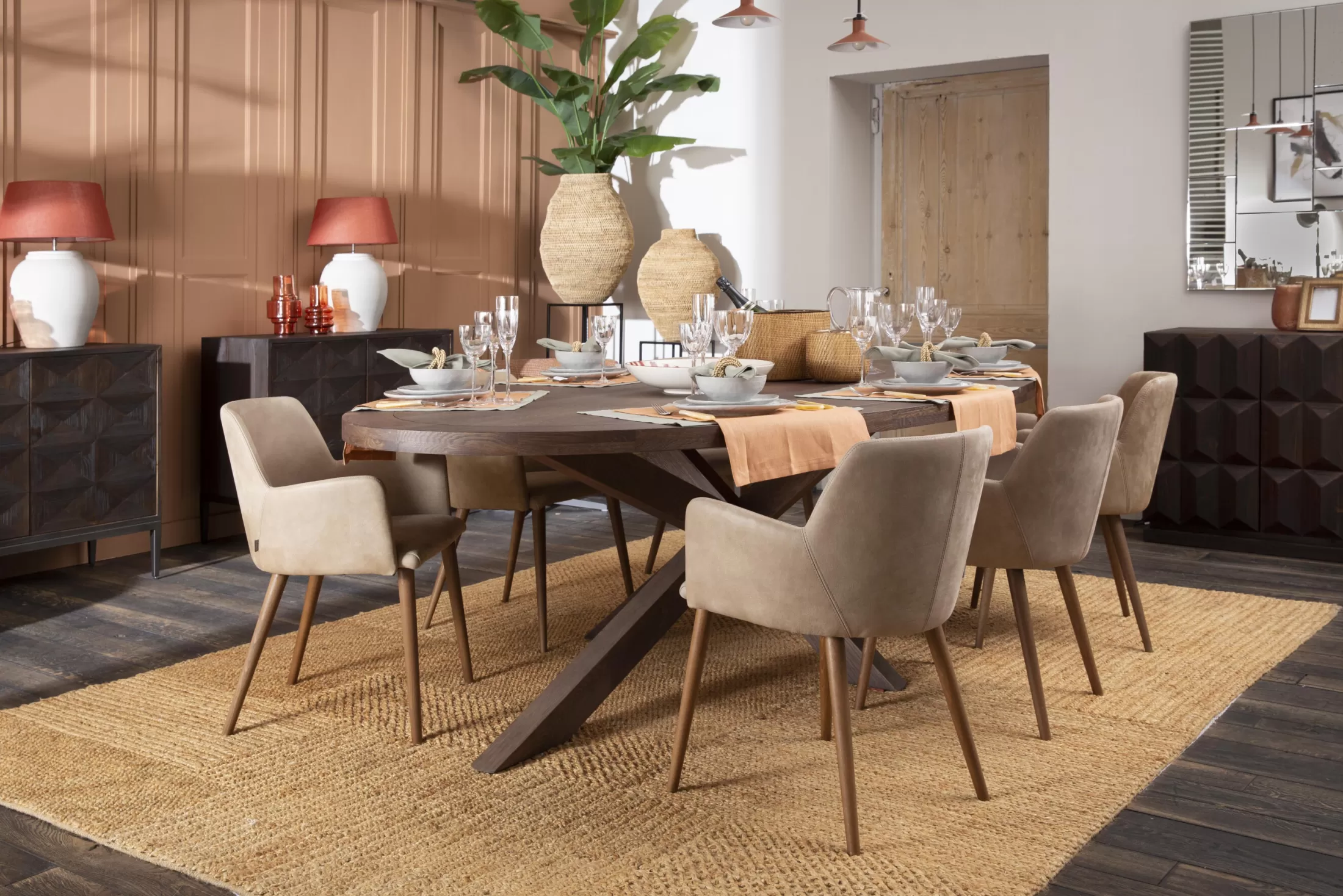 Flamant Eettafels | Forino, Eettafel, Gerookt Eiken, 264 Cm