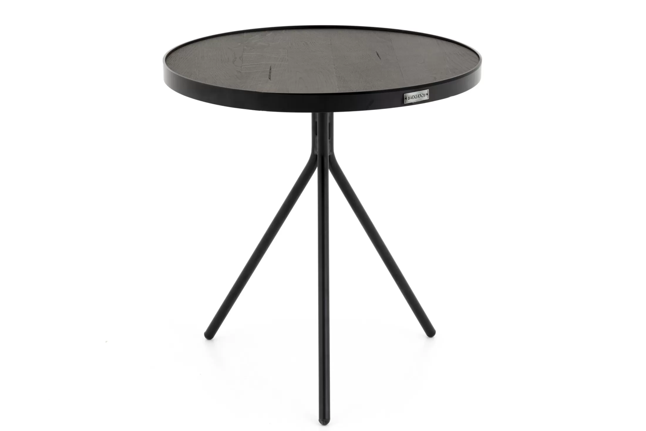 Flamant Koffie Tafels | Madison, Bijzettafel, Eiken En Metaal, Rond, 45 Cm, Donkerbruin