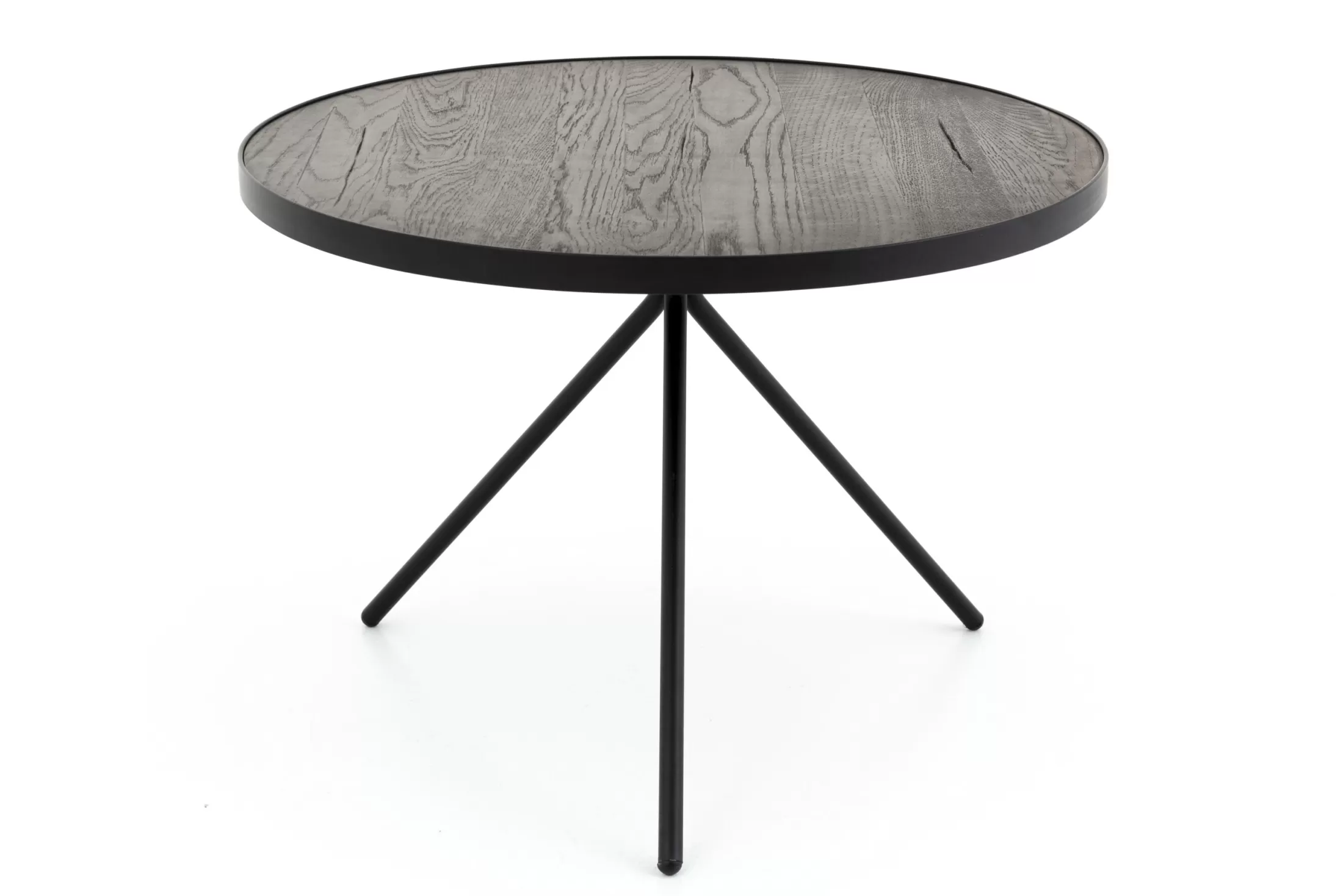 Flamant Koffie Tafels | Madison, Bijzettafel, Eiken En Metaal, Rond, 60 Cm, Donkerbruin