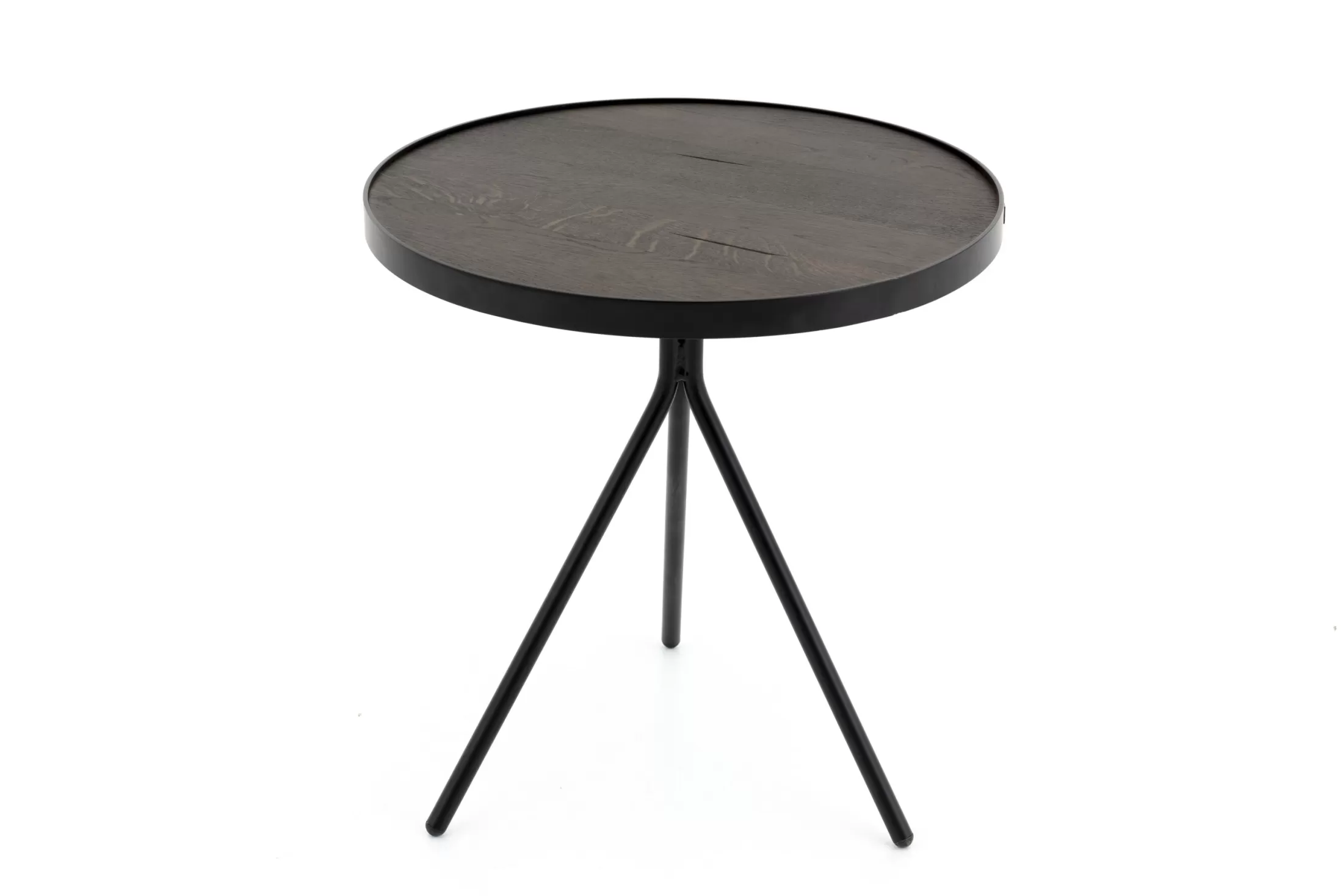 Flamant Koffie Tafels | Madison, Bijzettafel, Eiken En Metaal, Rond, 45 Cm, Donkerbruin