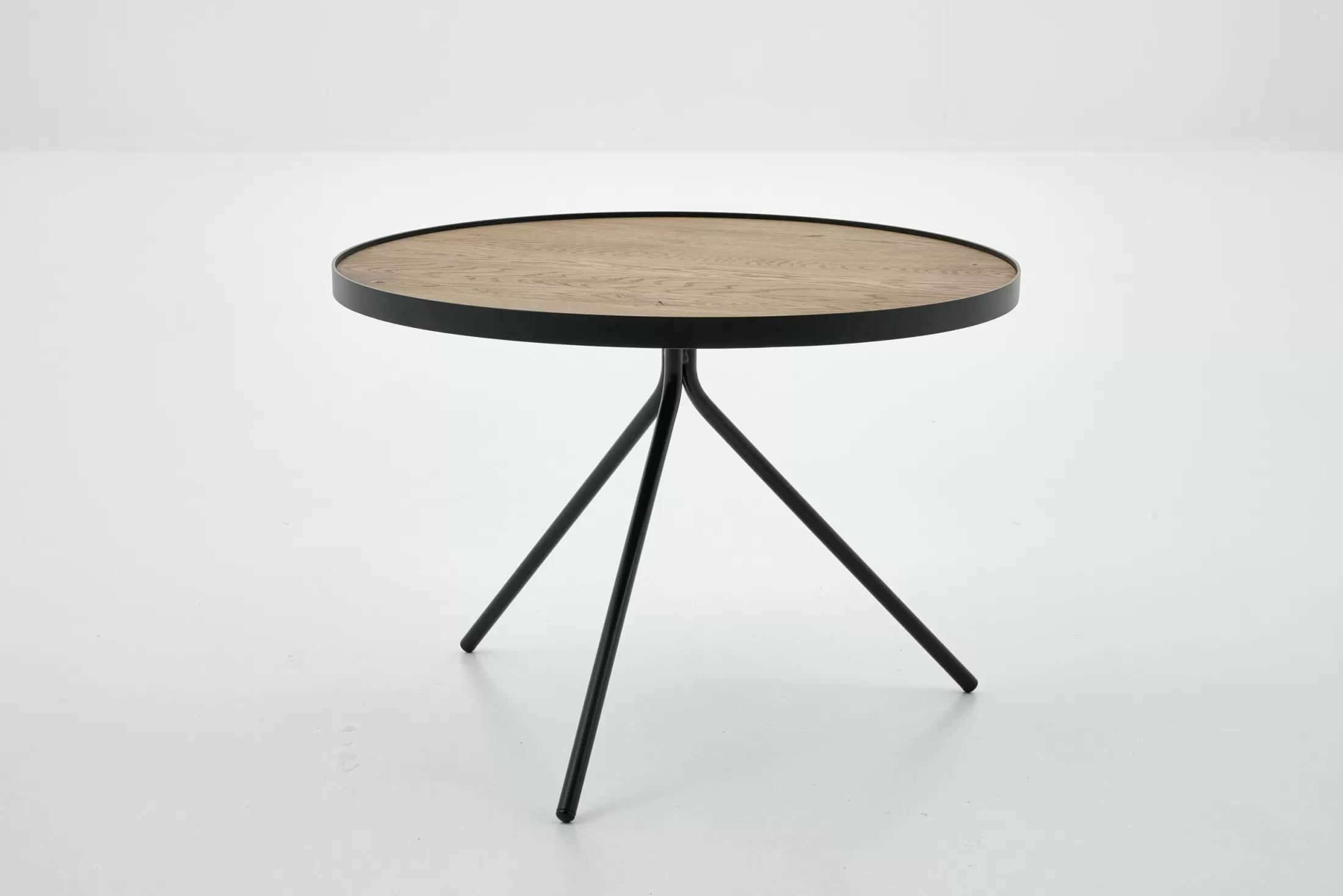 Flamant Koffie Tafels | Madison, Bijzettafel, Eiken En Metaal, Rond, 60 Cm, Lichtbruin