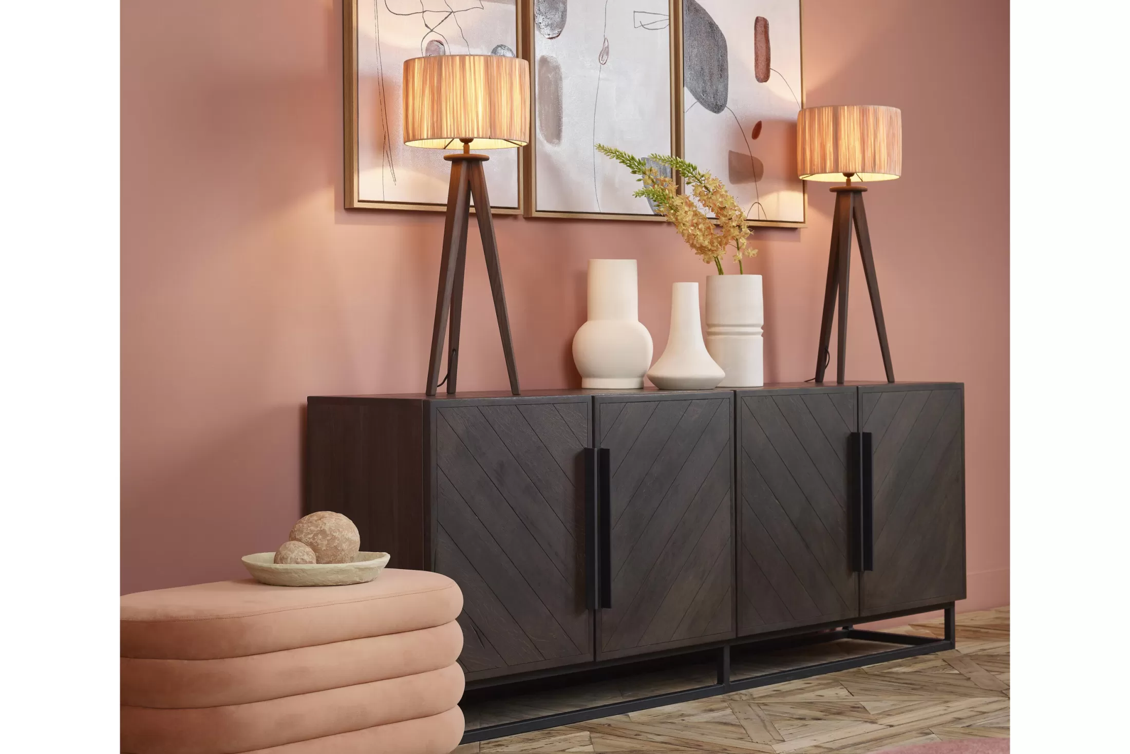 Flamant Verlichting | Maeve, Tafellamp Met Kap, Hout En Raffia