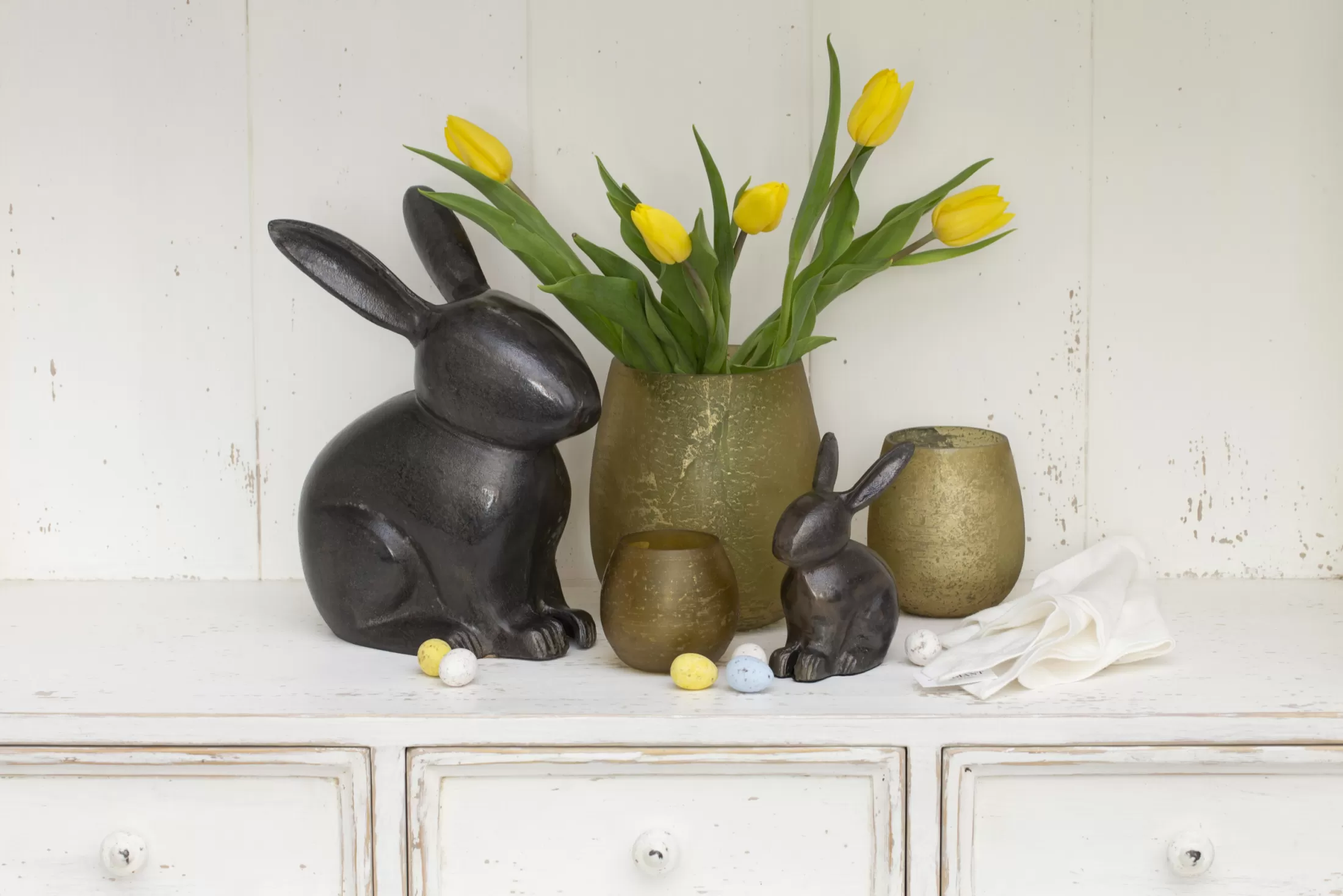 Flamant Decoratie | Malea, Theelichthouder, Glas, Geel, M