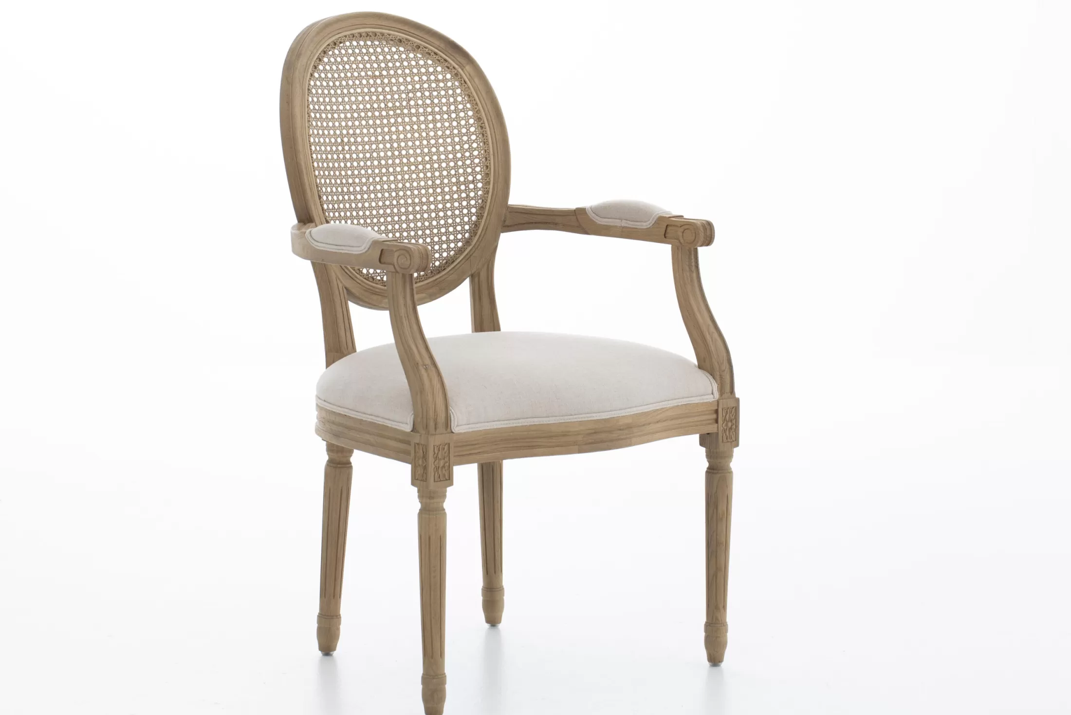 Flamant Stoelen | Medy, Fauteuil, Eiken, Natuurlijk Linnen