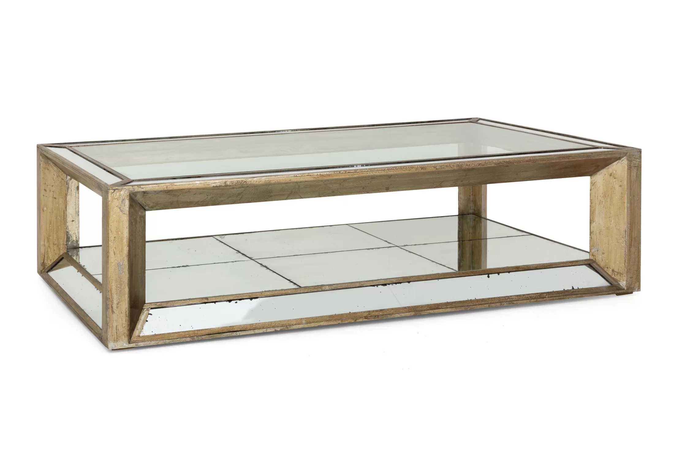 Flamant Koffie Tafels | Mitchell, Salontafel, Rechthoekig, Spiegelglas En Hout, 160X80