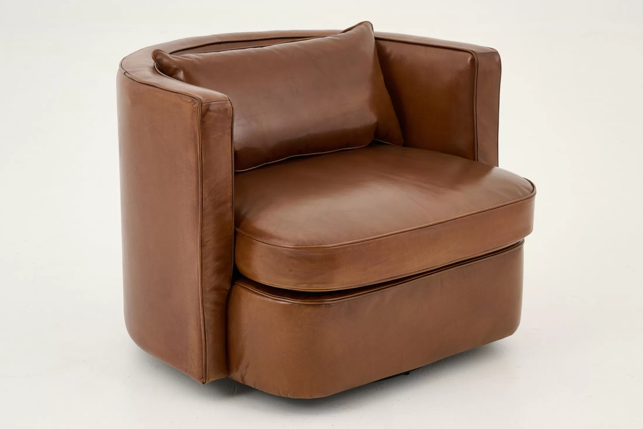 Flamant Banken | Nelia, Fauteuil, Leer Cognoac, Draaibaar