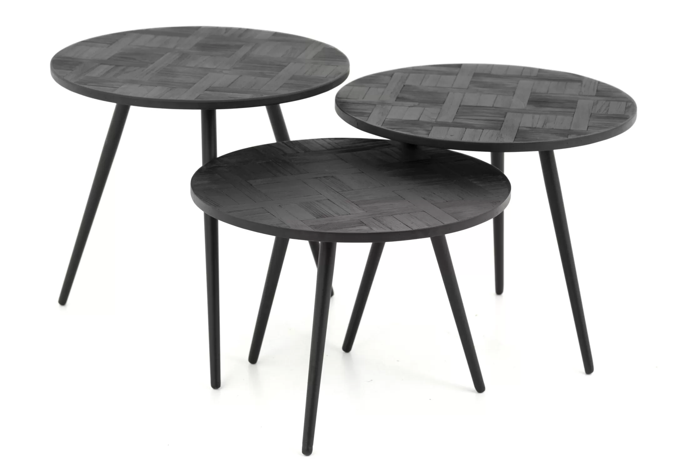 Flamant Koffie Tafels | Robyn, Bijzettafel, Teruggewonnen Teak, Rond, Set Van 3