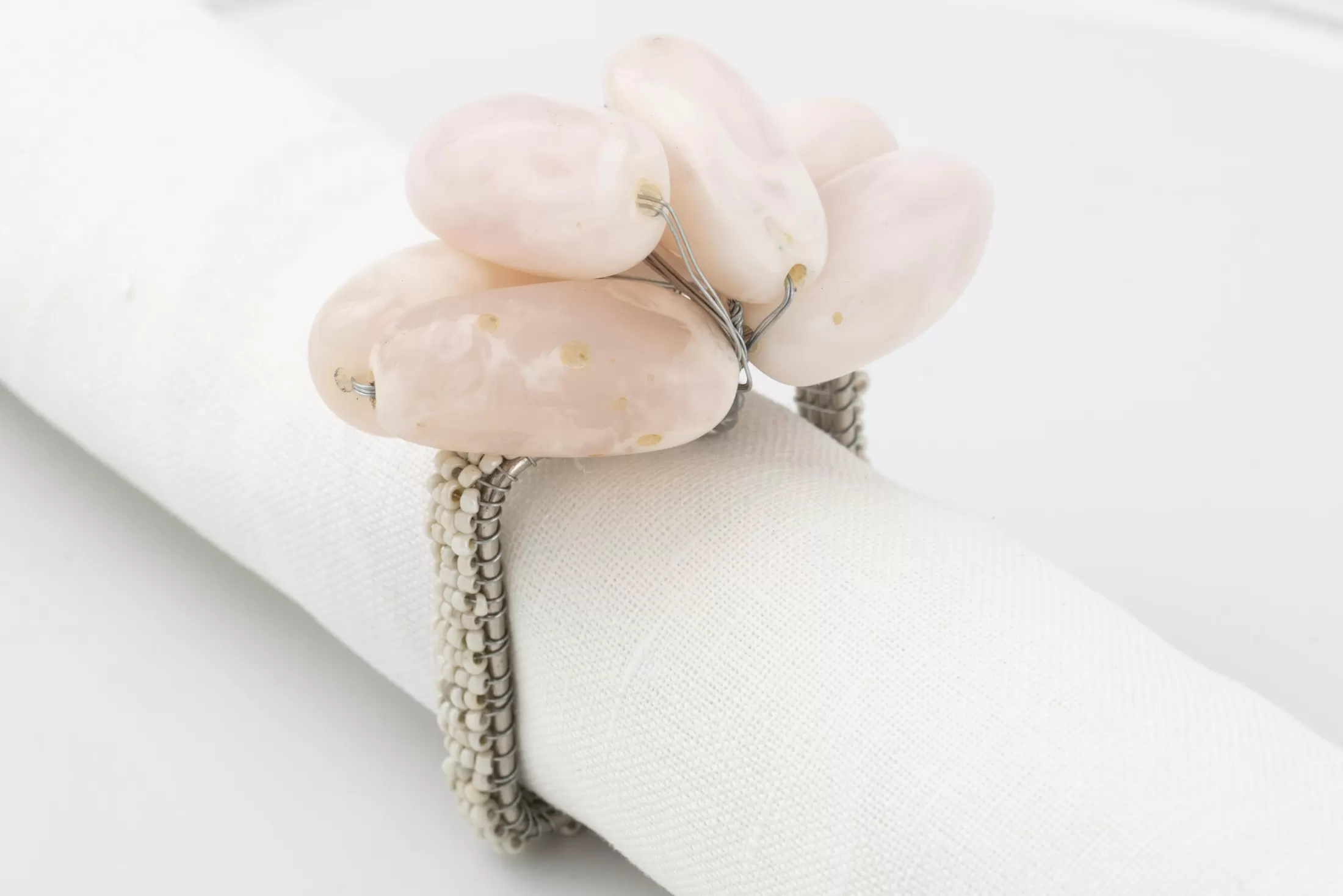 Flamant Moederdag | Tina, Servetring, Kralen, Wit