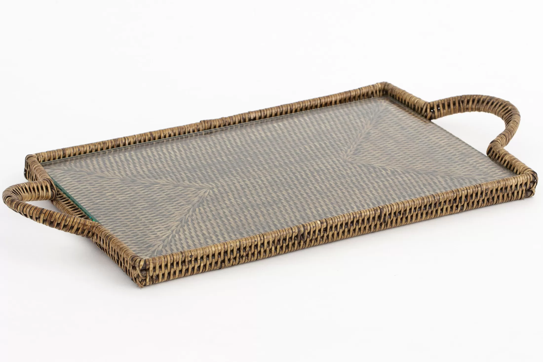 Flamant Accessoires | Togo, Dienblad, Rechthoekig, Met Glas, Riet