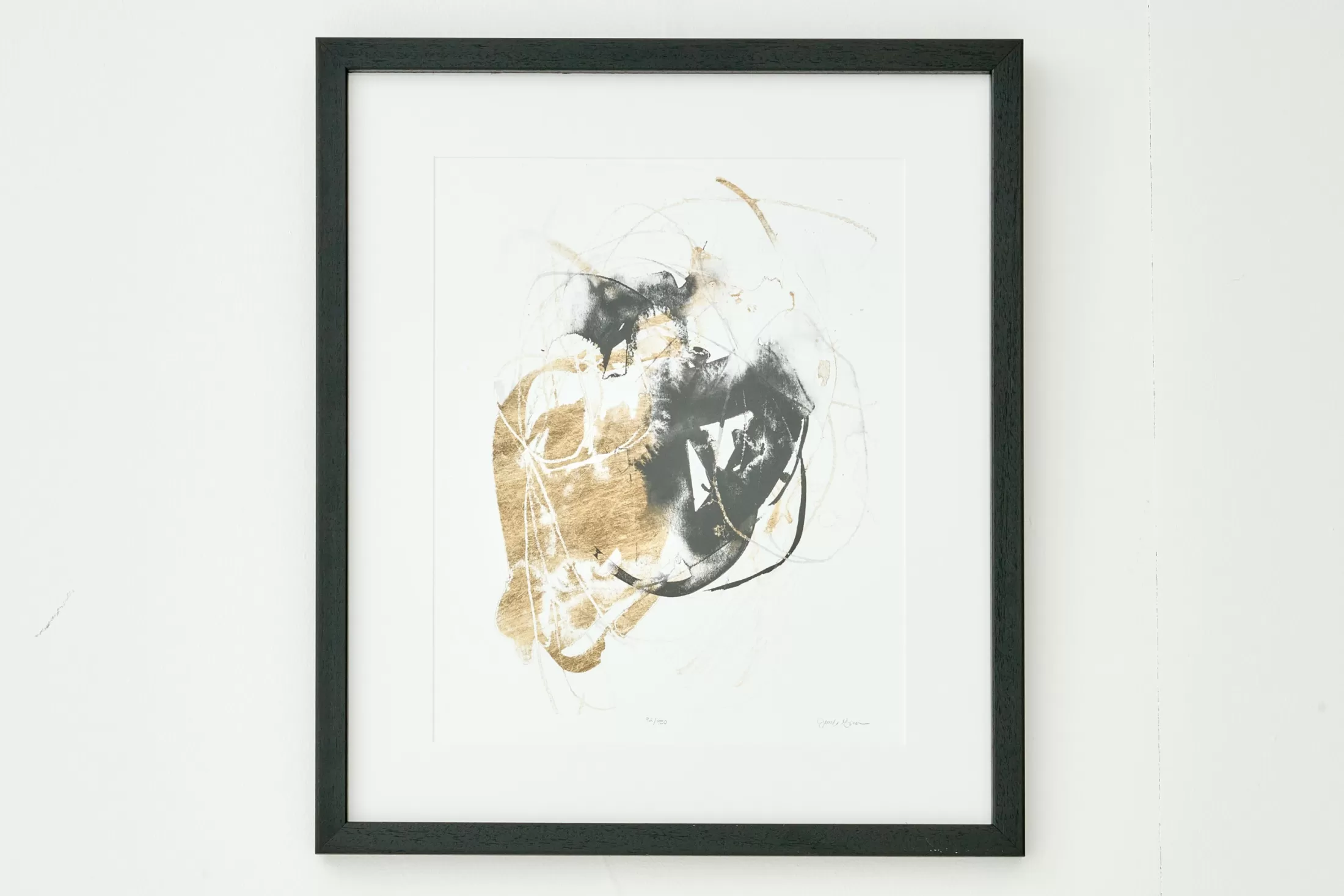Flamant Decoratie | Zwart-Gouden Splash, Kunst Aan De Muur, Model 3